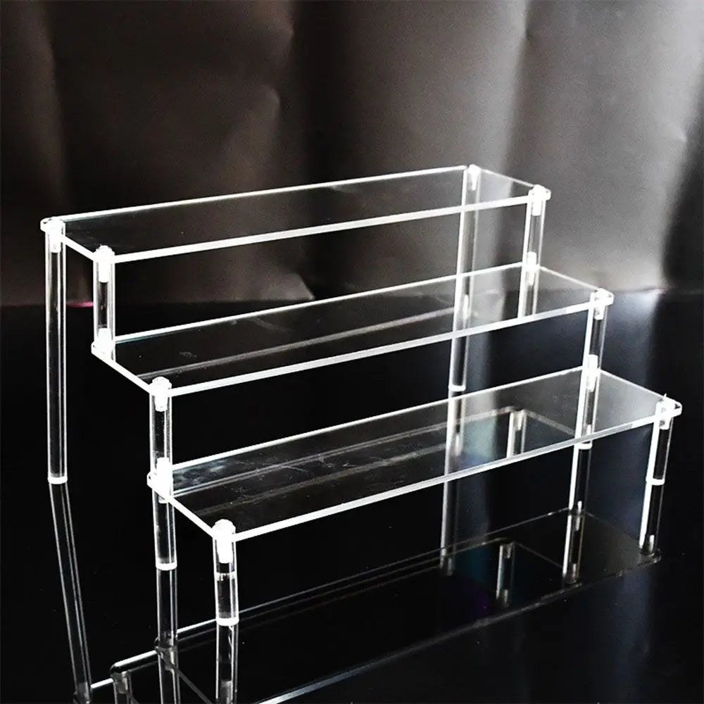 1-4 Tier Acrylic Display Stand Durable Display Rack For Cupcake Perfume Doll Transparent Trapezoidal Blind Box Storage Shelf