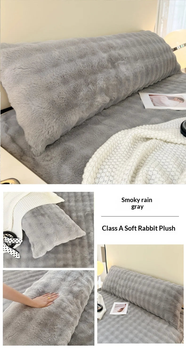 Solid Color Plush Long Pillowcase Cushion Cover