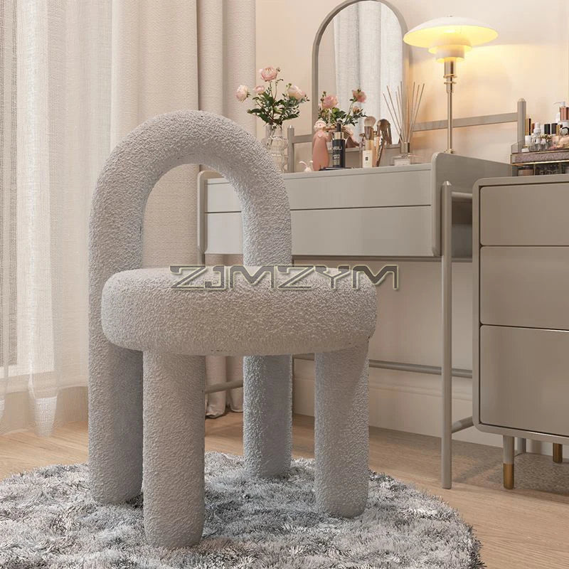 Round Velvet Vanity Stool Footrest