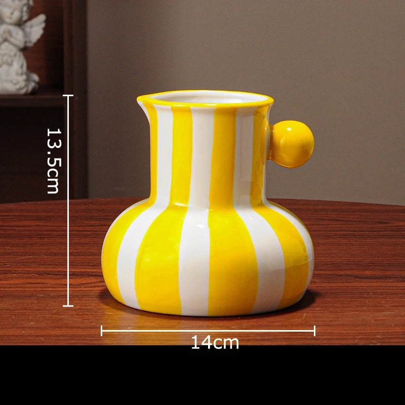Colorful Striped Ceramic Vase and Plant Pot