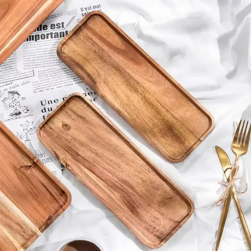 Natural Acacia Wood Tray Coffee Tray Rectangular Fruit Snacks