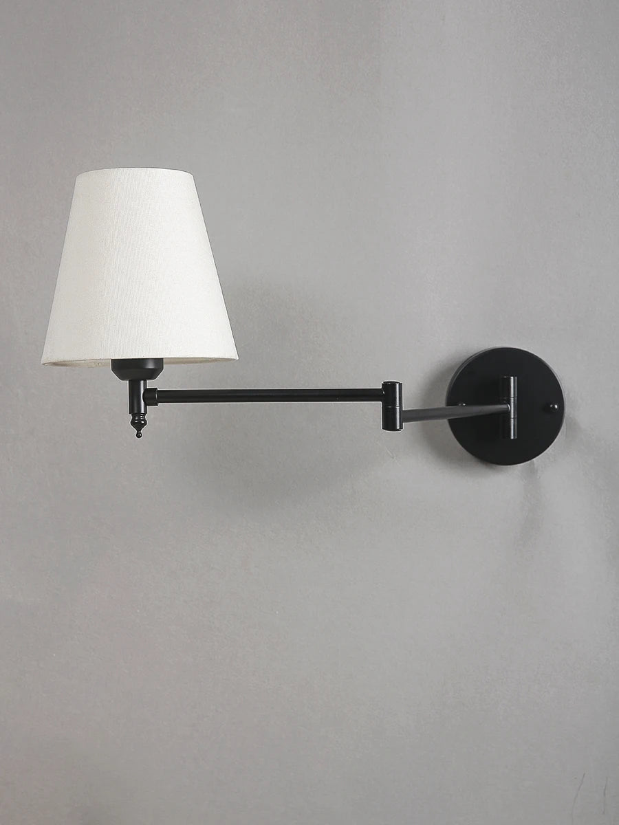 LED American Wall Lamp Folding Swing Arm Fabric wall light Bedroom Bedside Living Room Study StairwayMirror front wall lamp