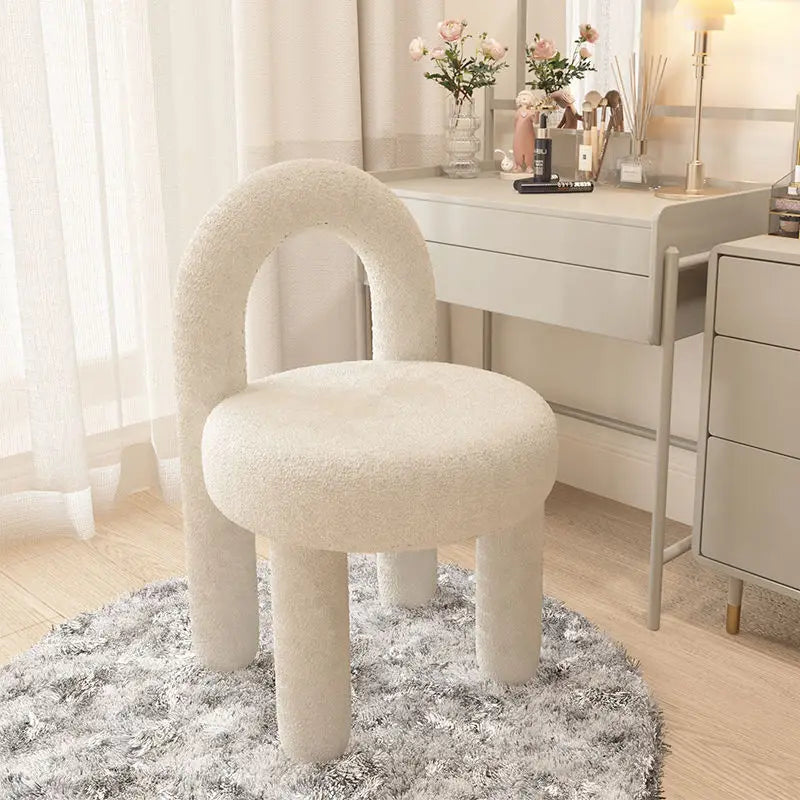 Round Velvet Vanity Stool Footrest