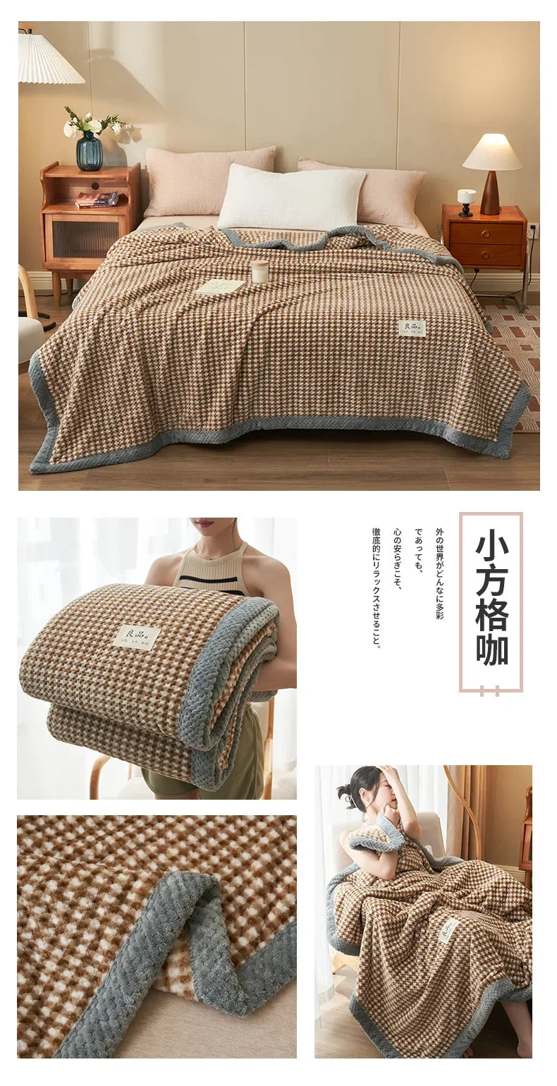 Knit Blanket Throw Soft Chenille Yarn Knitted Blanket Machine