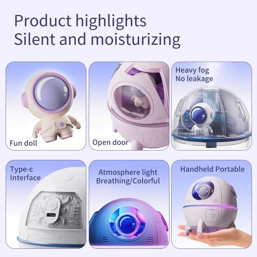 220mL Space Capsule Air Humidifier USB Plug in Rechargeable Mist