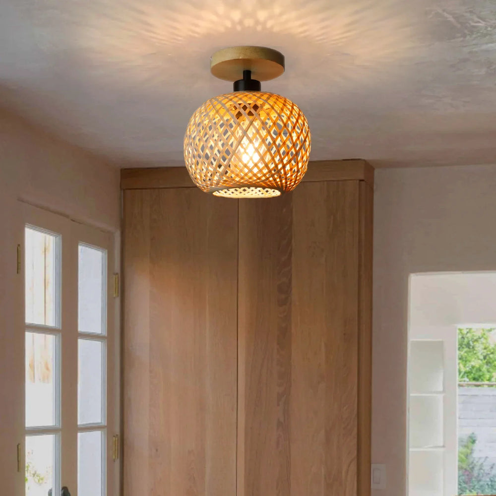 Retro Woven Bamboo Ceiling Light