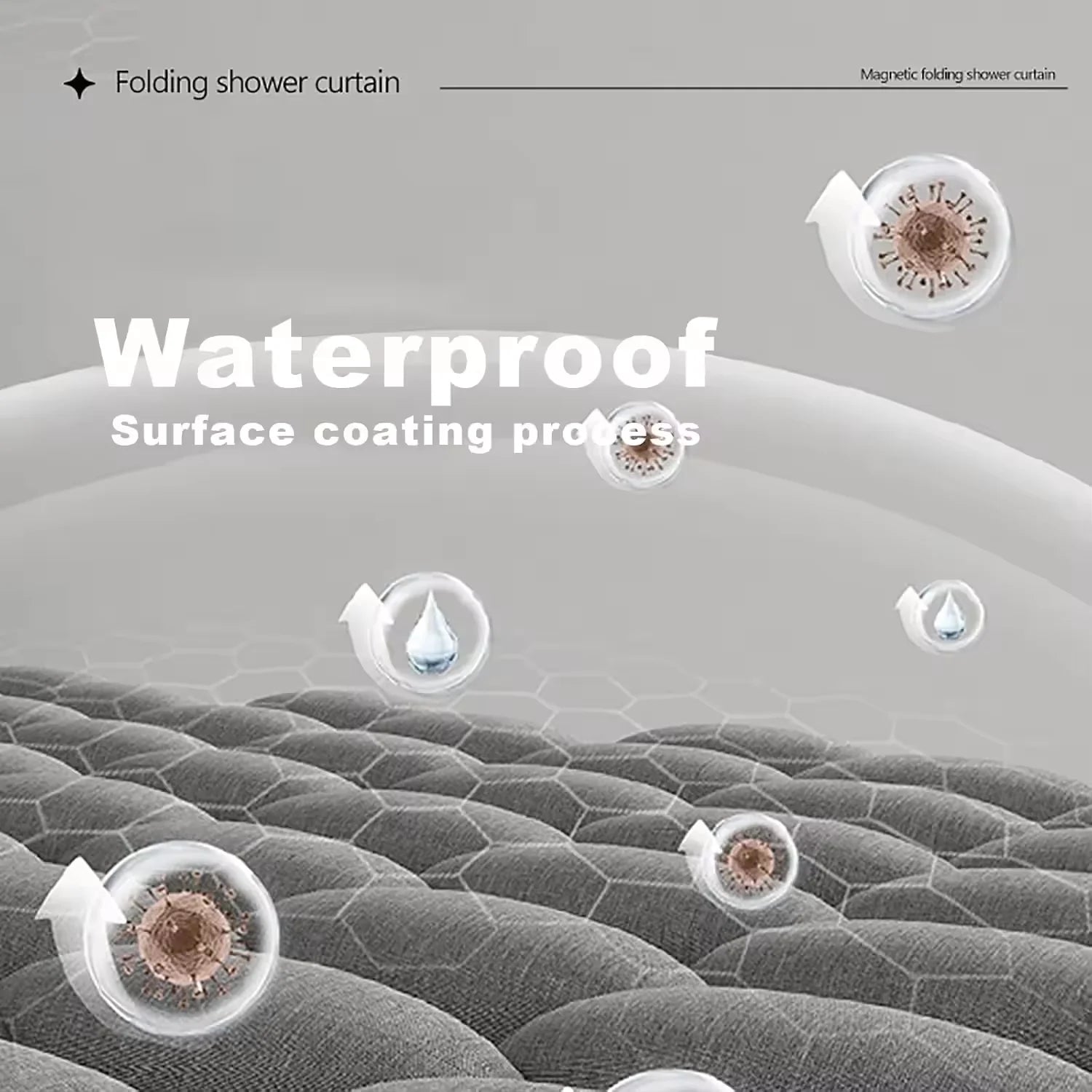 Magnetic Foldable Linen Bath Curtain Waterproof