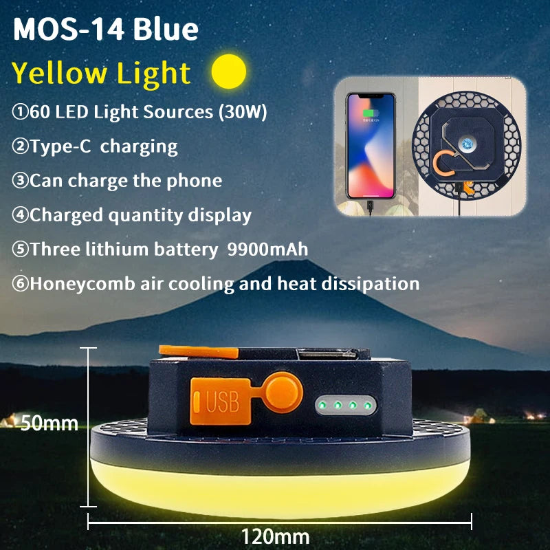 9900mAh Rechargeable Powerful Light Camping Lantern with Magnet Strong