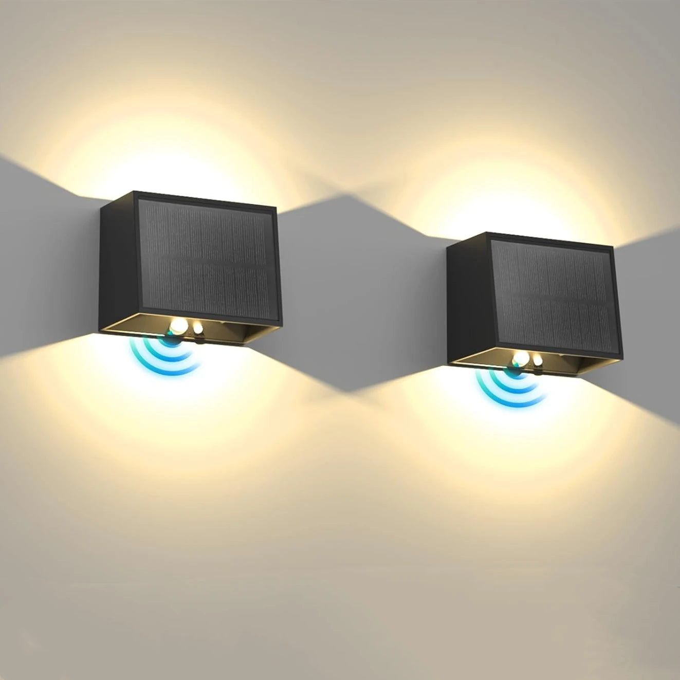 Solar LED Wall Light Outdoor, Dusk to Dawn Motion Sensor Solar Lantern