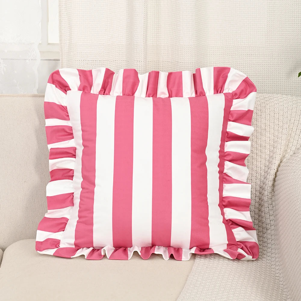 1PC Striped Lace Velvet Pillowcase 18X18Inch Pillowcases Soft Cozy
