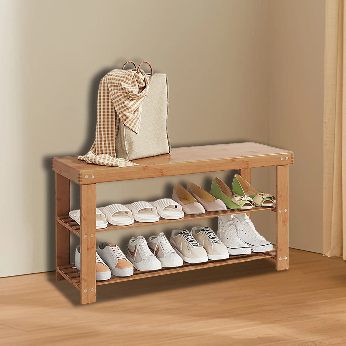 Stackable Bamboo Shoe Rack
