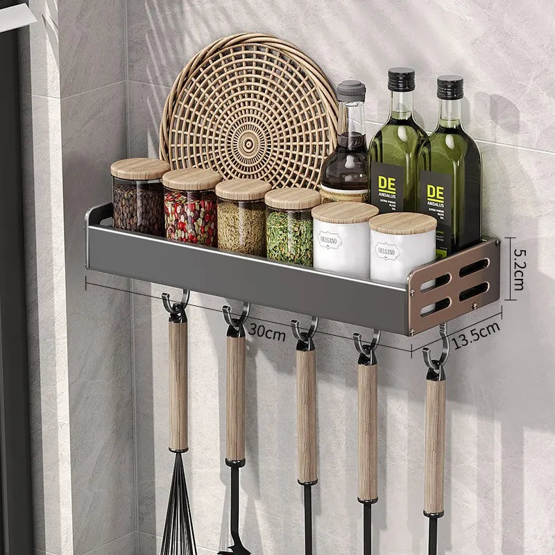 Wall Mounted Kitchen Utensil Rack with Hooks