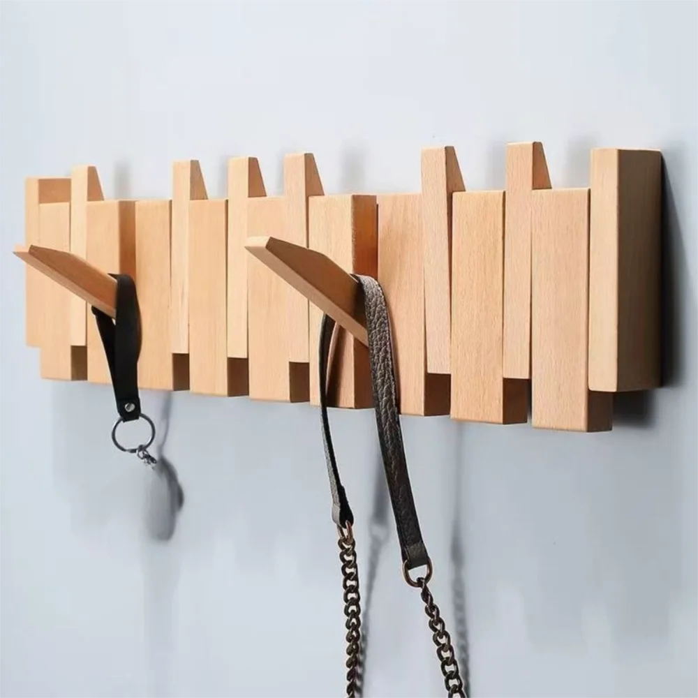 Wooden Wall Coat Rack with 8 Hooks