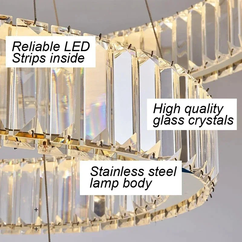 Modern Gold Luxury Crystal LED indoor Chandelier Bedroom Living Room