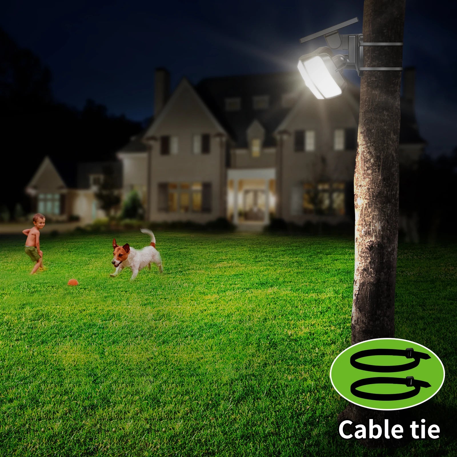 intelamp 6000mah Light All Night Outdoor Solar Lights With 3 Modes Two