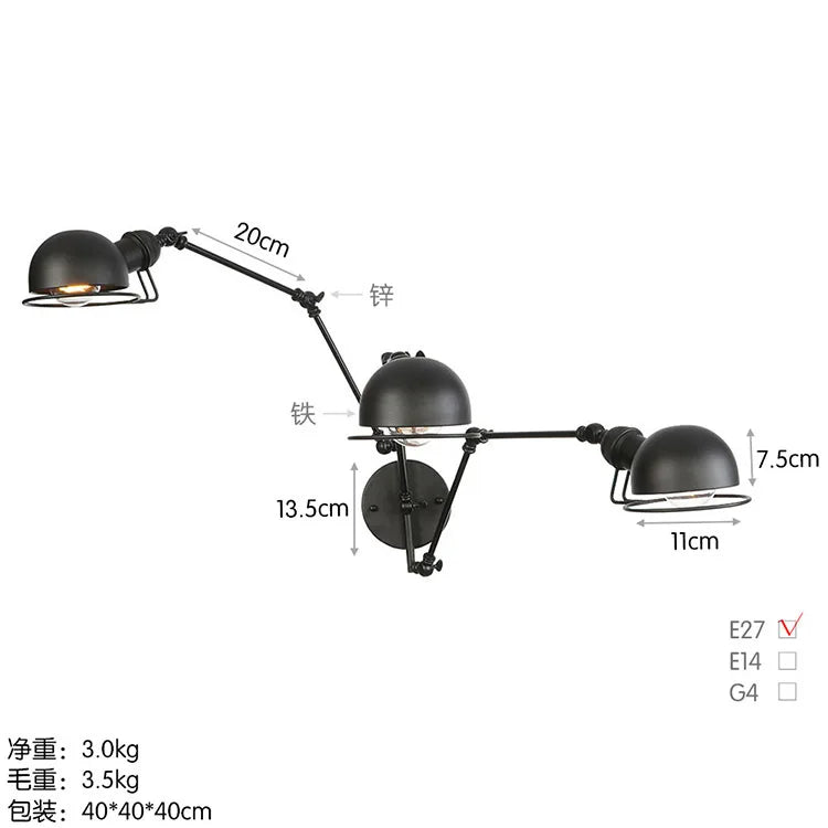 Modern Simple Adjustable Interior Led Wall Lamp White Black for Bedside