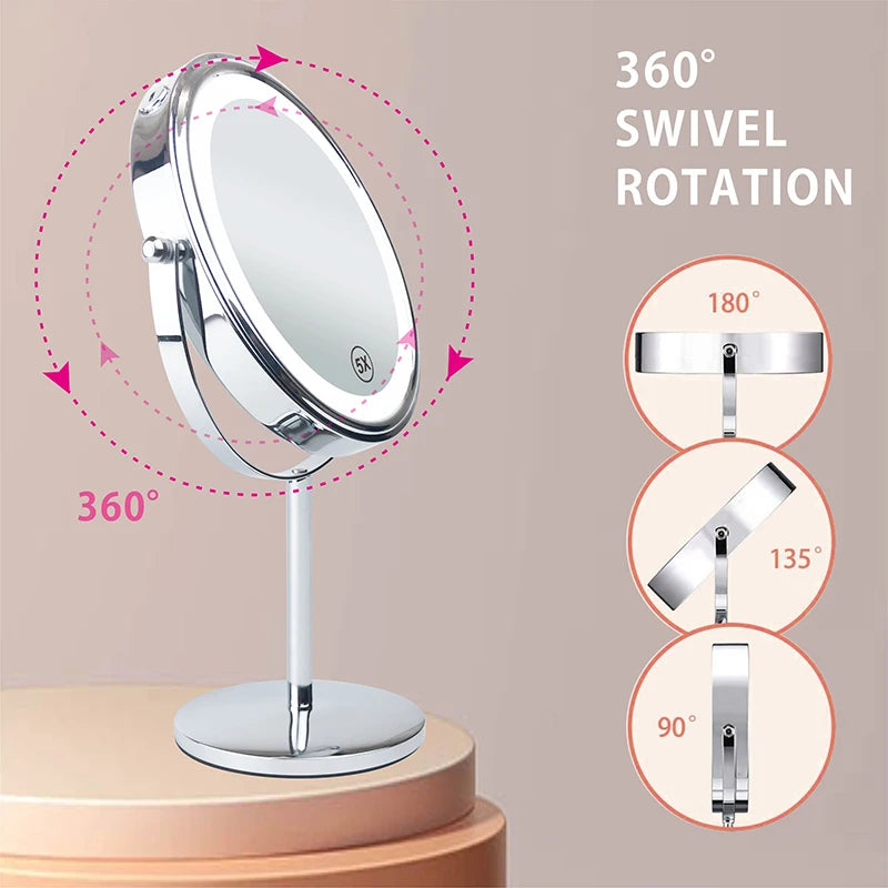 8 Inch 10X Magnifying LED Makeup Mirror with 3 Color Lighting