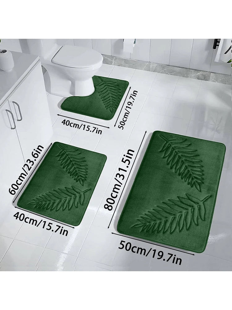 3PCS Set Bath Mats Nonslip Soft Quick Dry Bathroom Soft Rugs Water