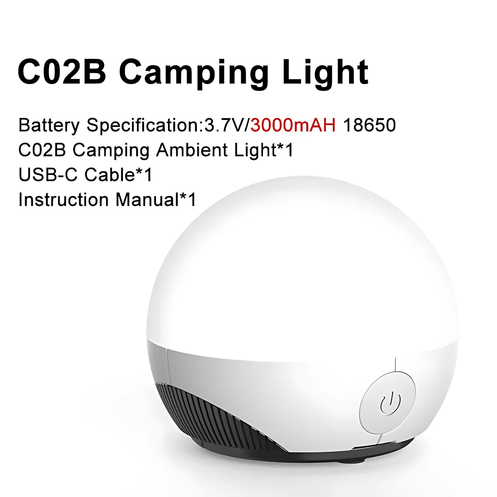 Portable RGB Camping Lantern USB-C Rechargeable LED Tent Light with Magnetic Base, Sliding Color Control, IPX5 Water Resistant for Camping Hiking Home
