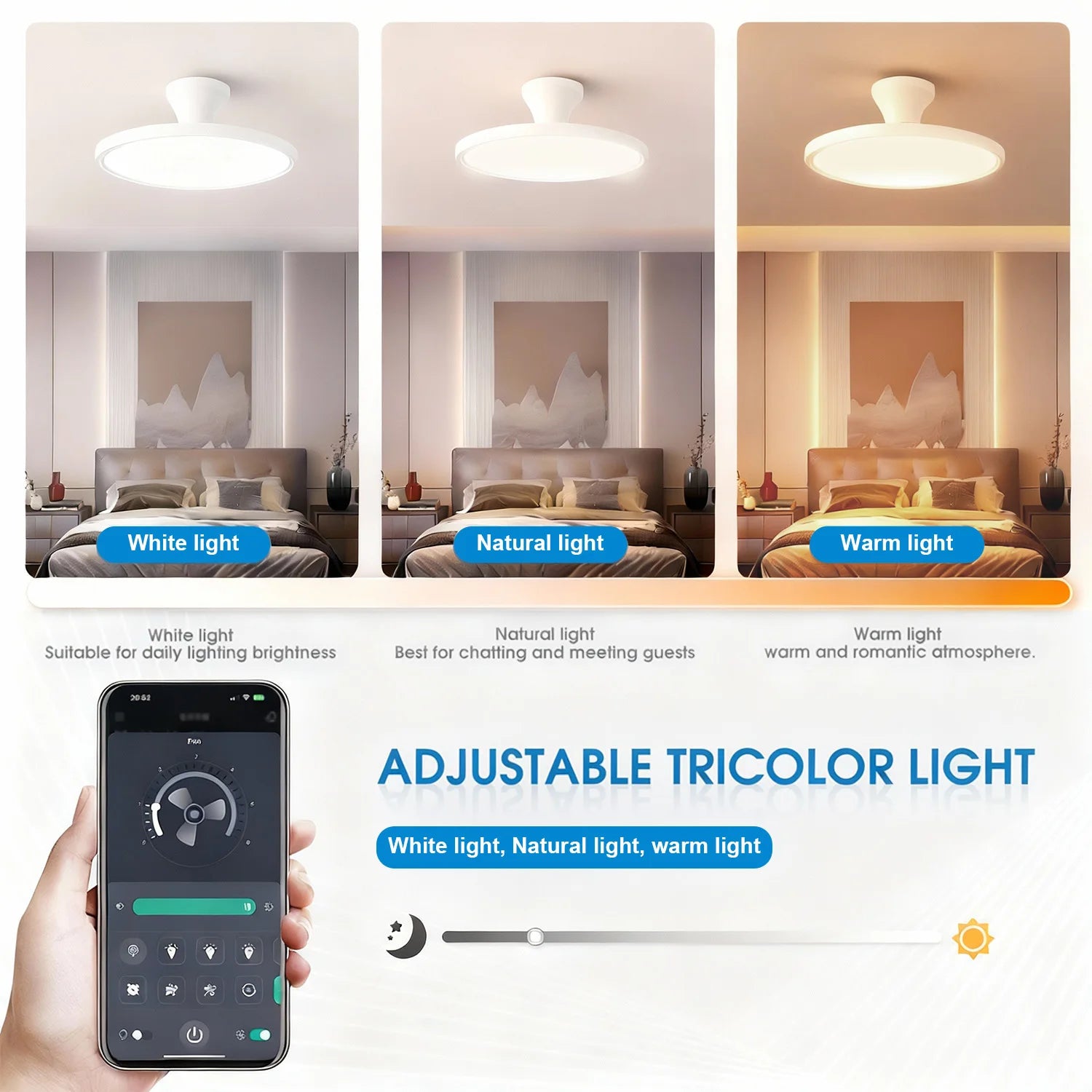 Retractable Blade Ceiling Fan Light