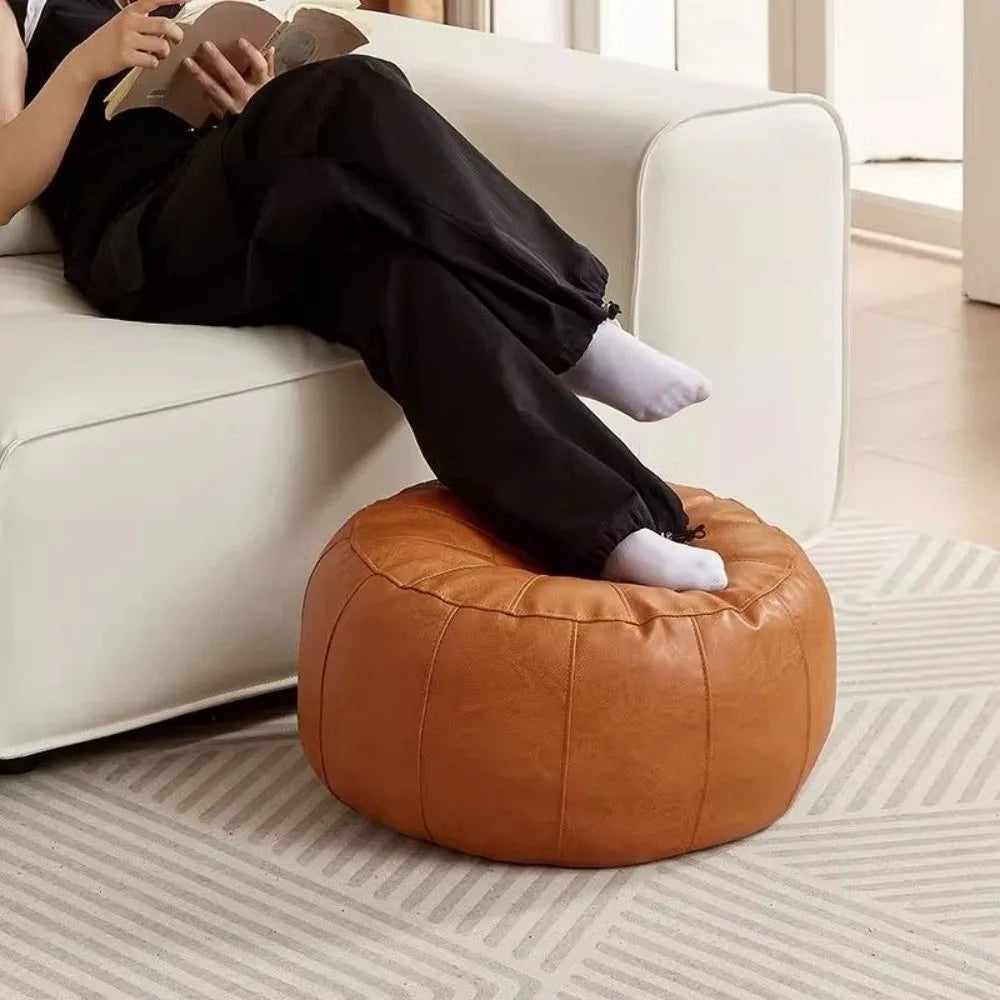 PU Leather Unstuffed Storage Pouf