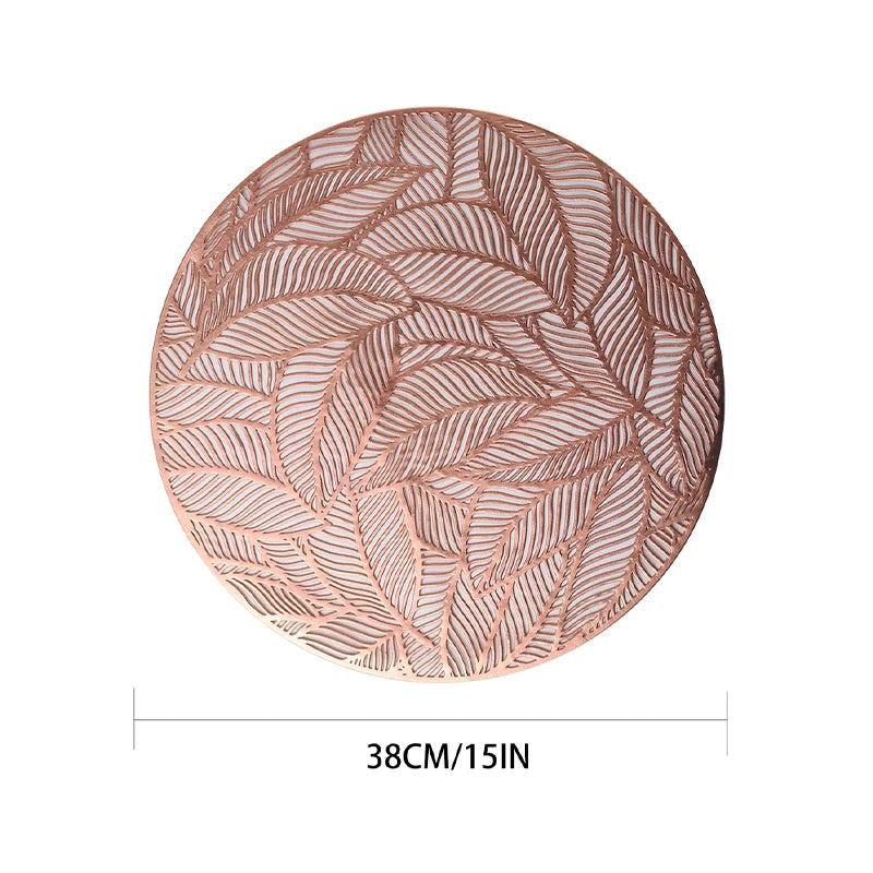 Metallic Leaf Round Placemat Set of 4