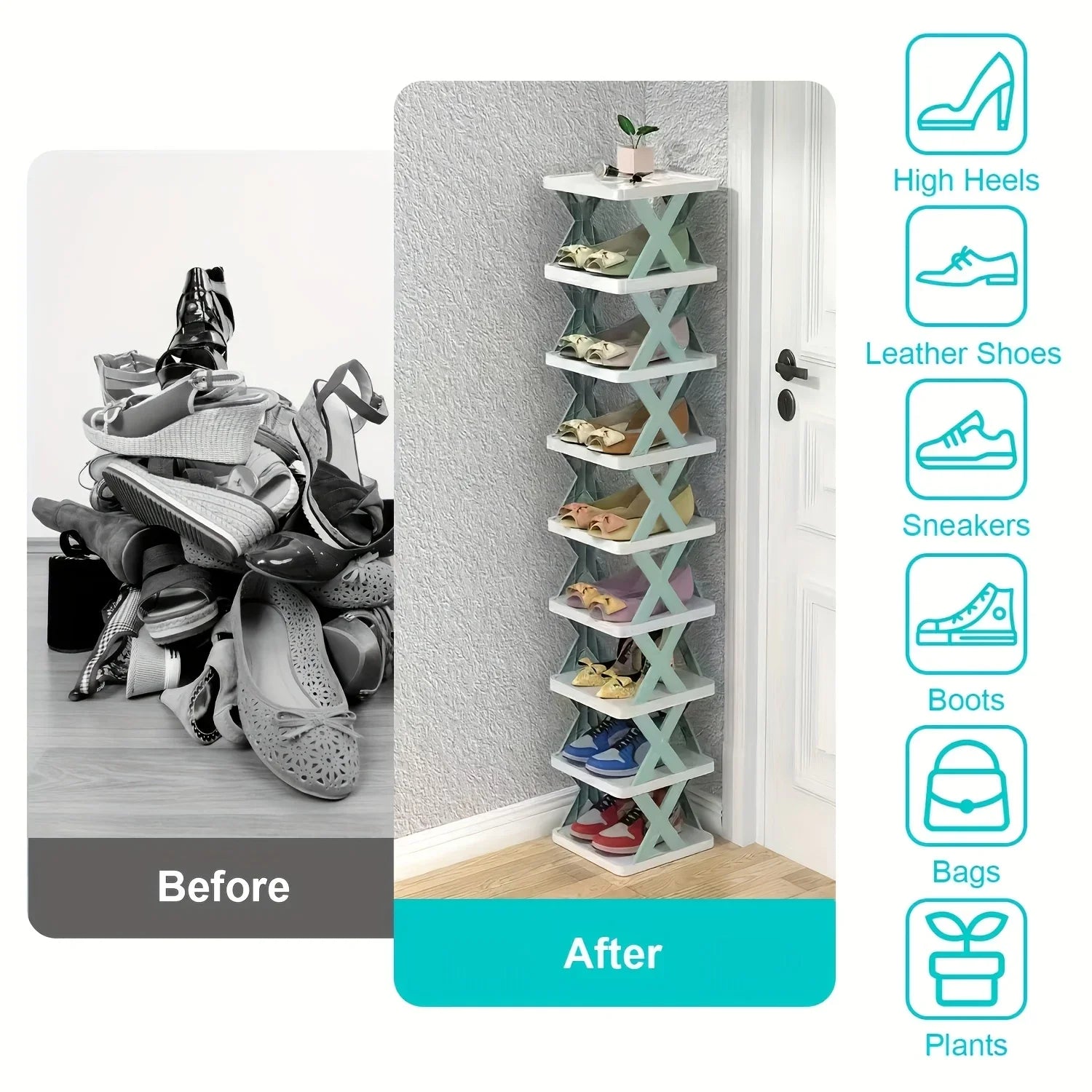 9 Tier Vertical Shoe Rack