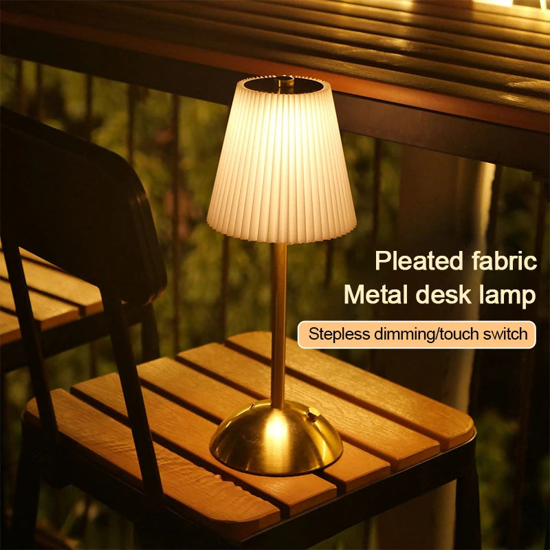 Cordless Pleated Nightstand Lamp