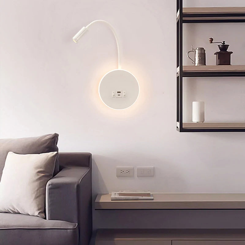 Gooseneck Reading Wall Lamp with USB