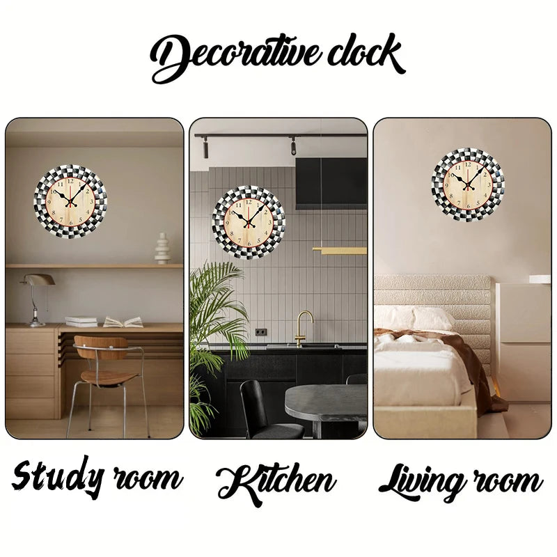 Black and White Grid Wall Clock