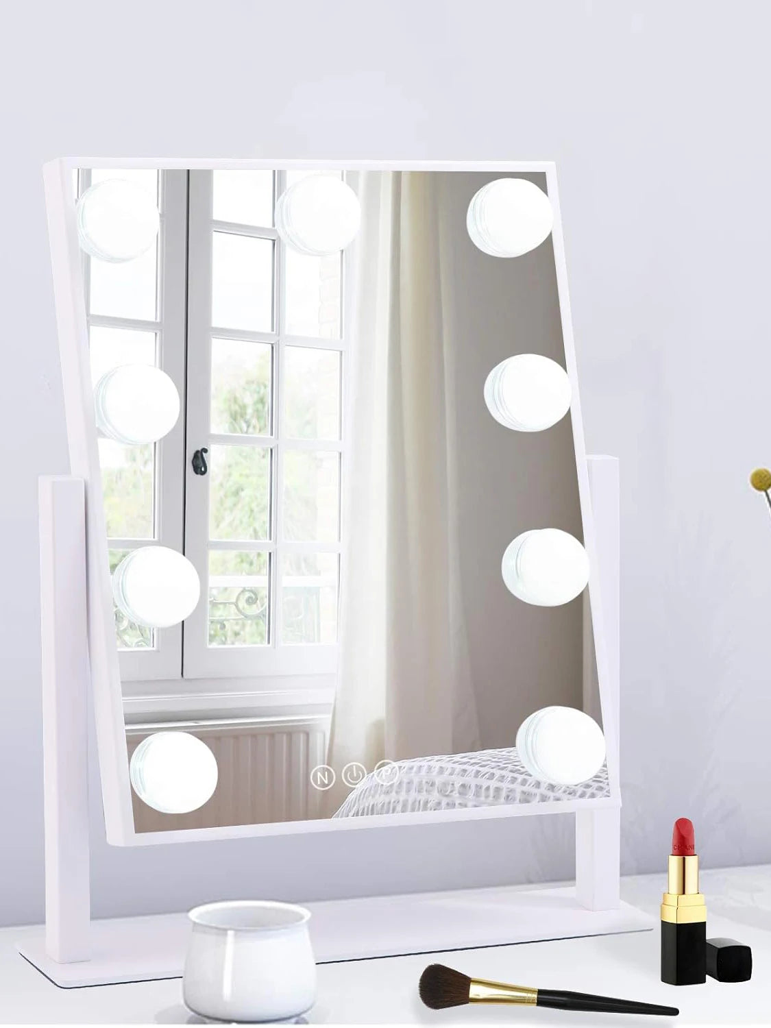 Hollywood Vanity Mirror with 9 LED Bulbs, 360 Rotating