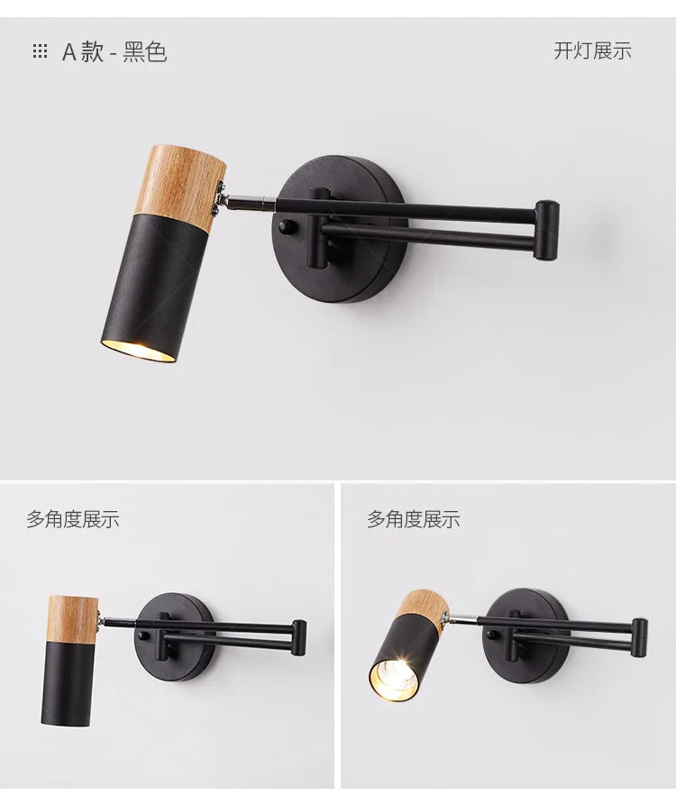 Modern Rocking Arm LED Wall Lamp Restaurant Bedroom Retractable Swing