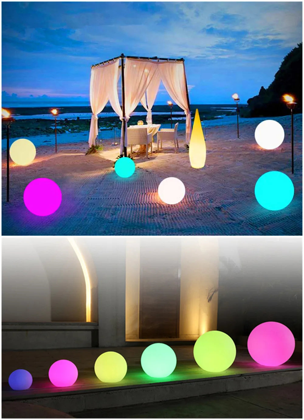Waterproof LED Garden Ball Light Rechargeable Landscape Lighting Lawn Lamps for Outdoor Party Wedding Bar Garden