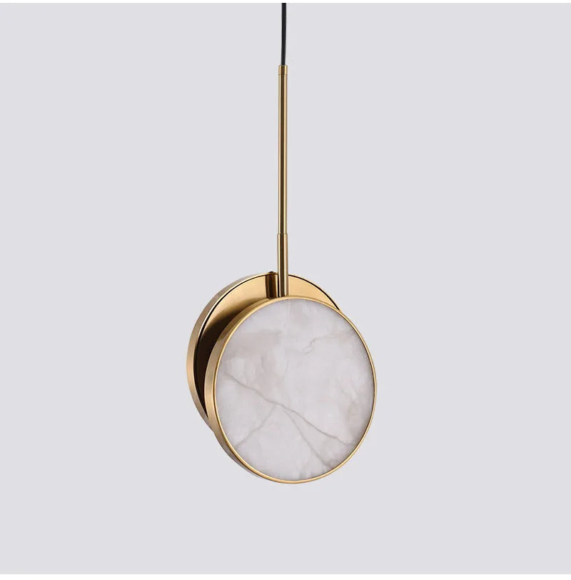 Round Marble and Copper Wall Lamp