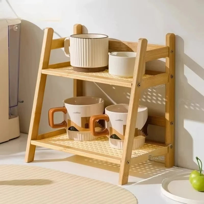 Two Tier Bamboo Countertop Storage Rack