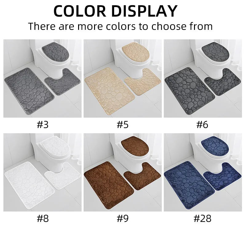Stone Pattern Bathroom Mat Set