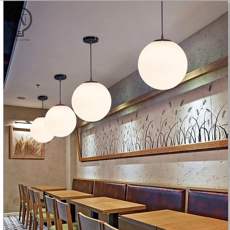 White Glass Ball Pendant Light
