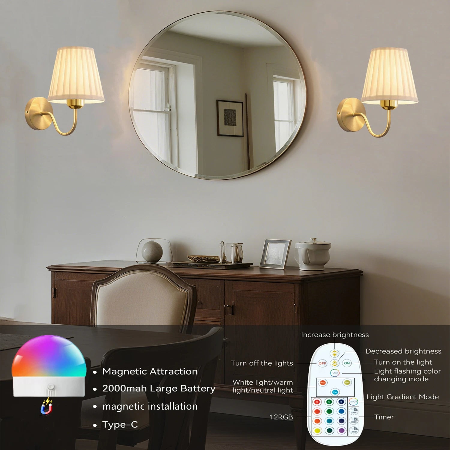Wireless Colour Changing Wall Light