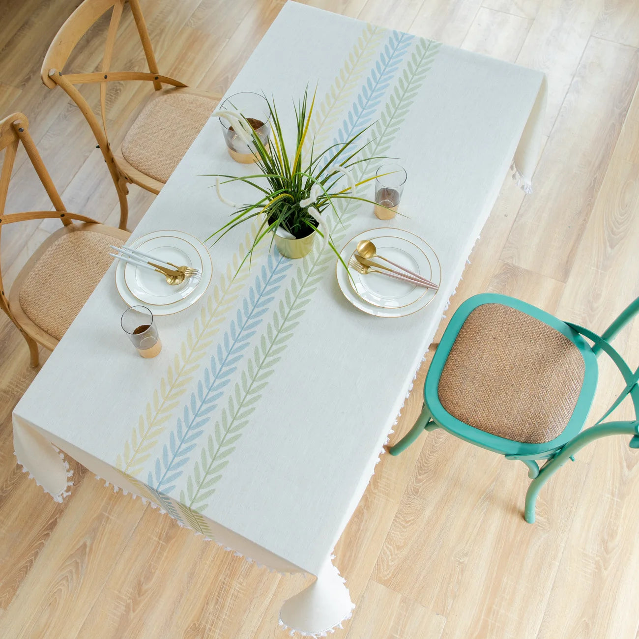 Nordic Style Tassels Cotton Linen Tablecloth,Modern Simplicity