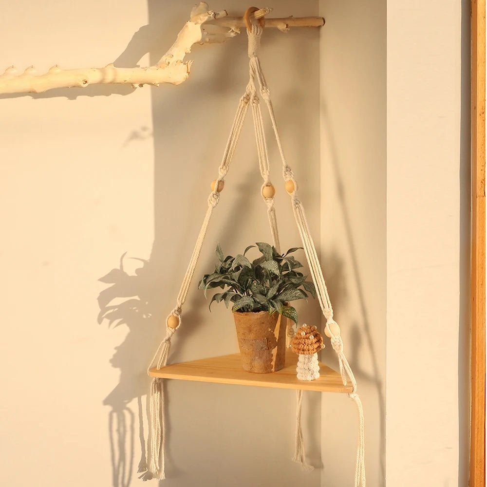 Hanging Wood Corner Shelf