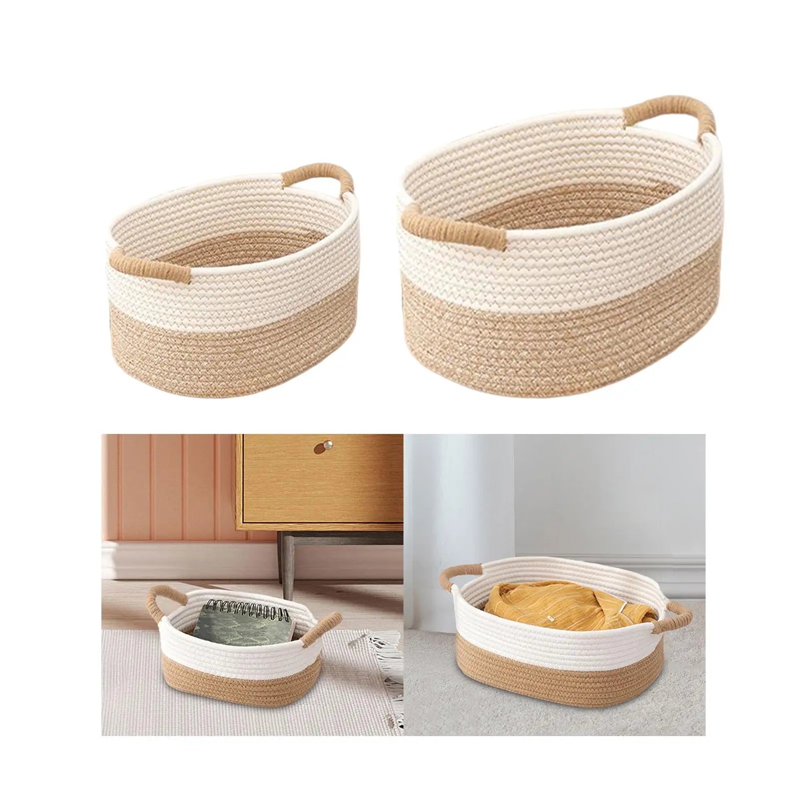 Rope Woven Storage Basket Multifunctional Toy Basket Organizing