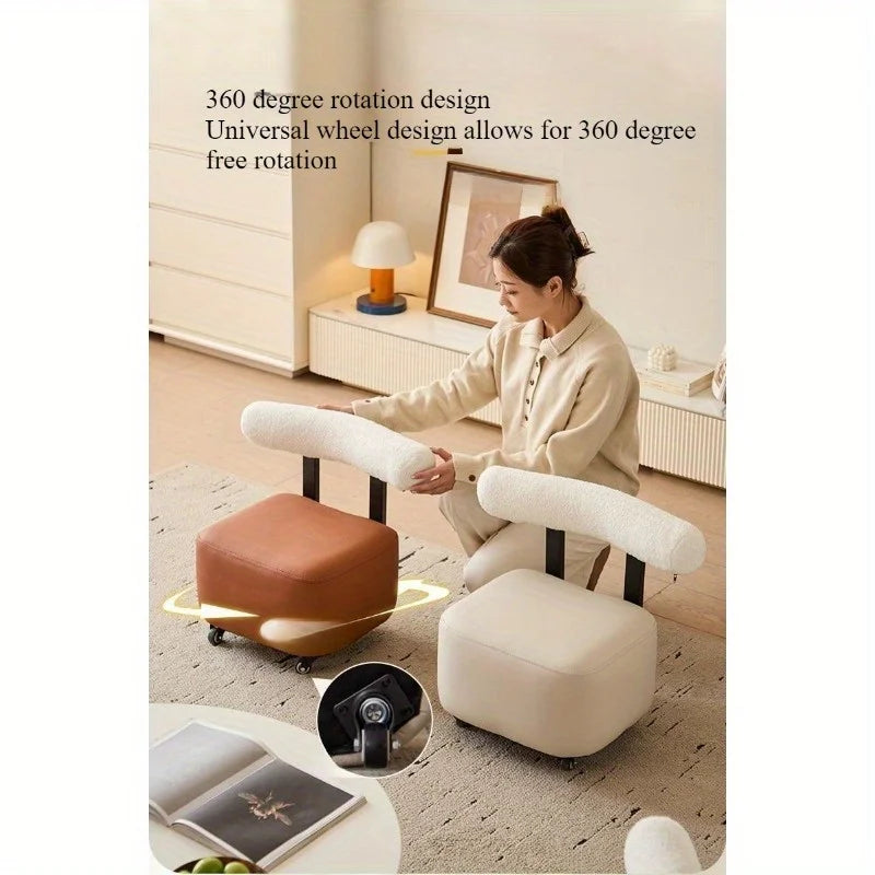 Solid Wood Shoe Changing Stool with Backrest