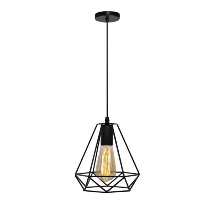Vintage Wrought Iron Frame Pendant Light