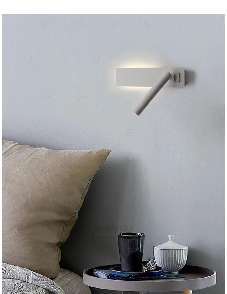 White Swivel Bedside Wall Lamp