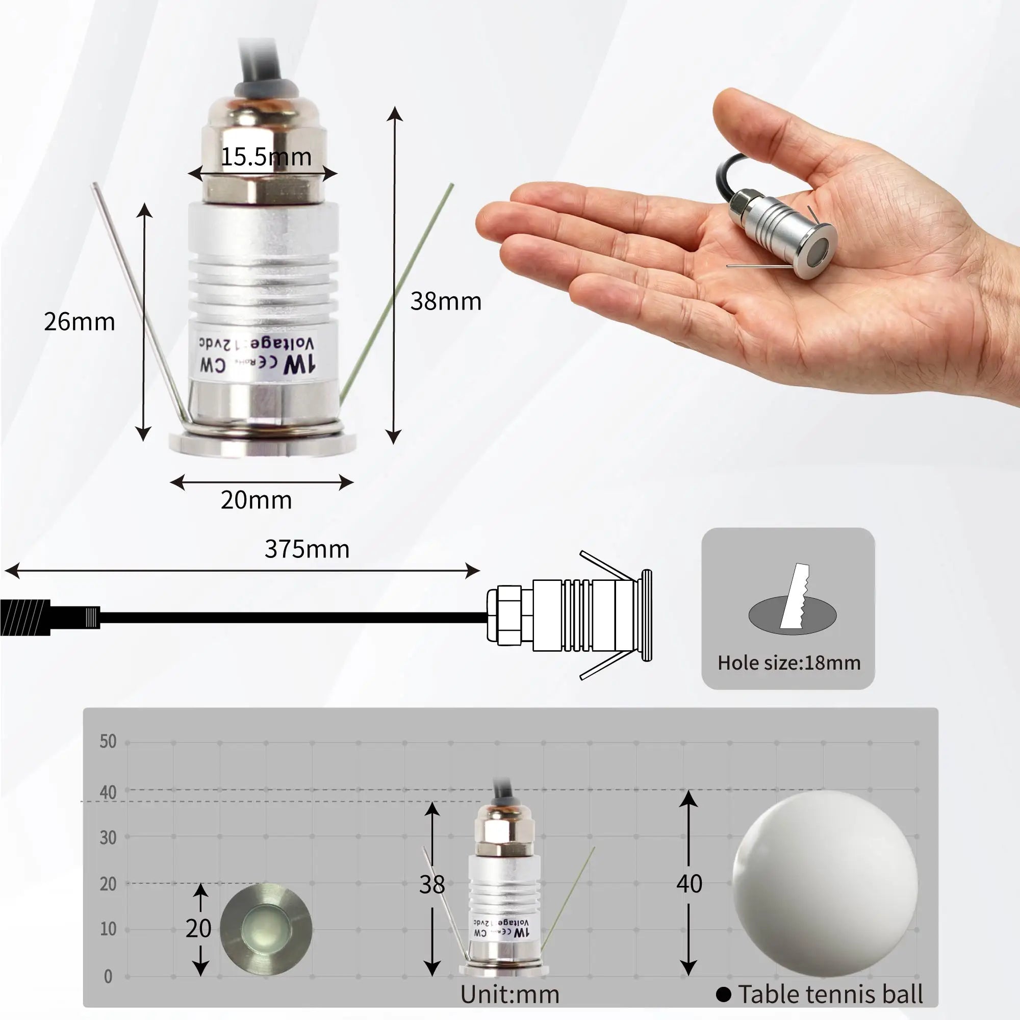 1W Mini LED Underground Light IP67 Waterproof Inground Lamp 12V Outdoor