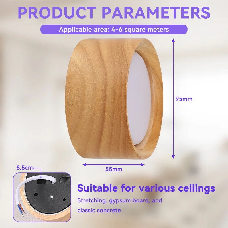 GX53 Wooden Downlight Ceiling Lamp