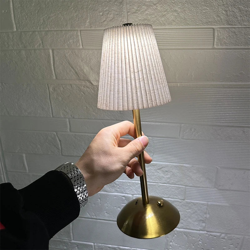 Cordless Pleated Nightstand Lamp