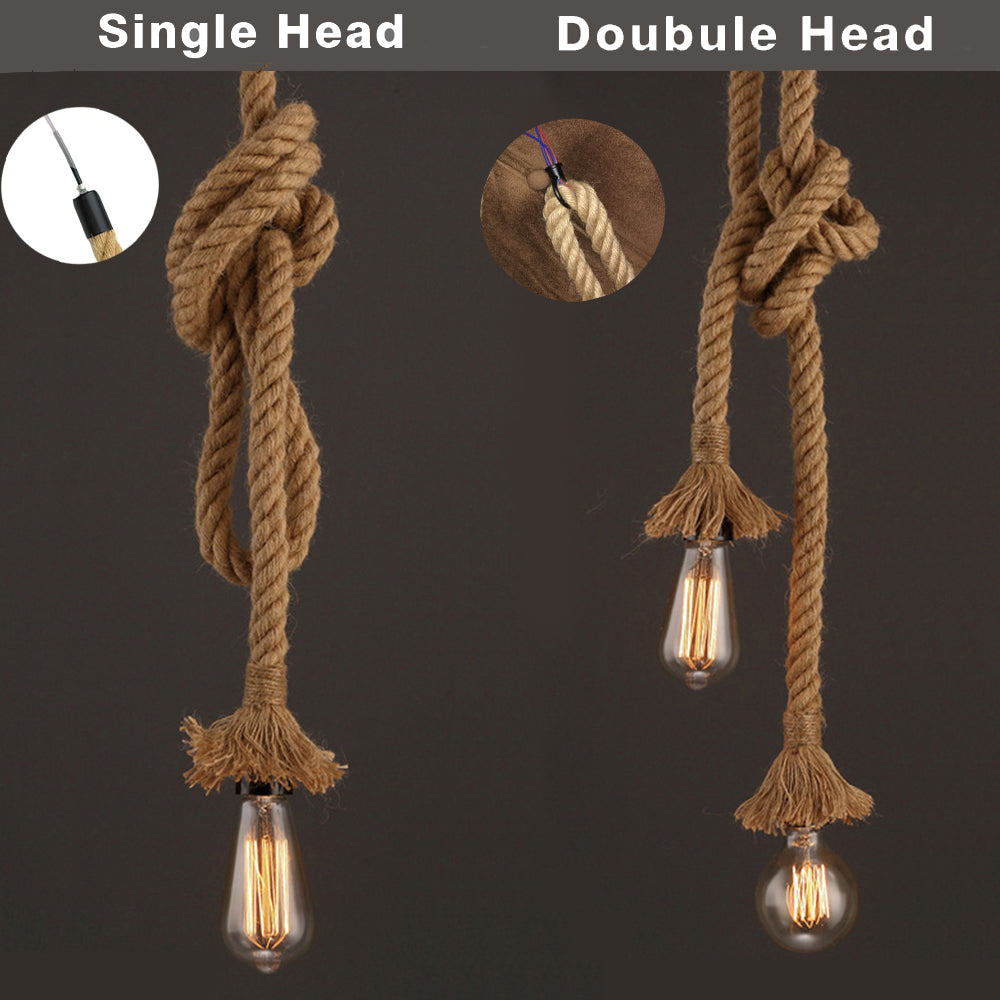 Industrial E27 Vintage Hemp Rope Pendant Lights Attic Personality