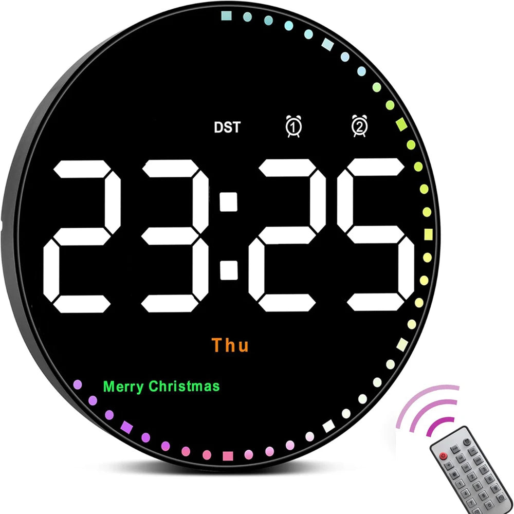 LED Calendar Wall Clock with Alarms