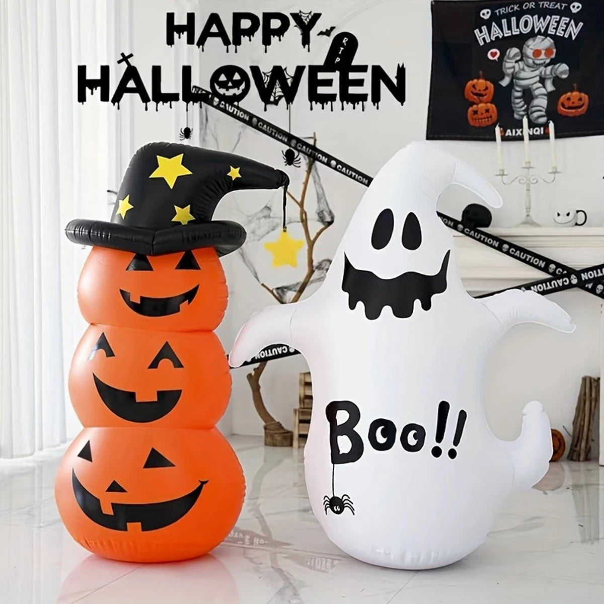 Inflatable Pumpkin and Ghost Tumbler